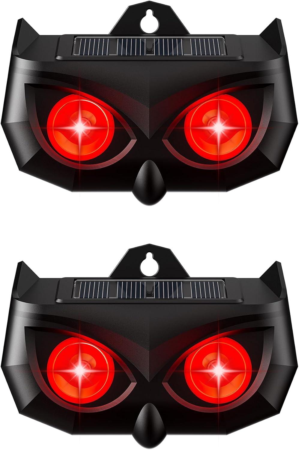 Solar Coyote Deterrent Predator Lights - Nocturnal Animal Repeller with Red LED Flashing Lights for Chicken Coop, Yard & Garden Protection Against Raccoons, Foxes, Deer, Skunks, Hawks, 2 Pack
