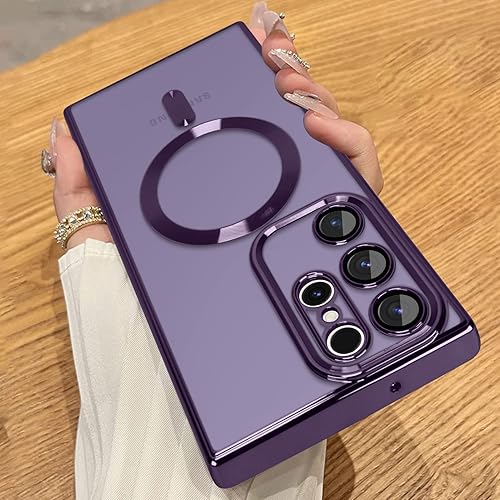 Illians Case Made for Samsung Galaxy S23 Ultra (Compatible with MagSafe) Built-in Magnet Camera Lens Protector Shockproof Protection Anti-Scratch Phone Cover for Women Men - Purple