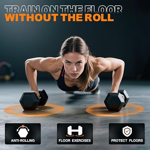 Miniatura 3 de Mikolo Juego de mancuernas con estante, mancuernas hexagonales de goma, múltiples opciones en 160200380450550 libras, pesas de mano con mango