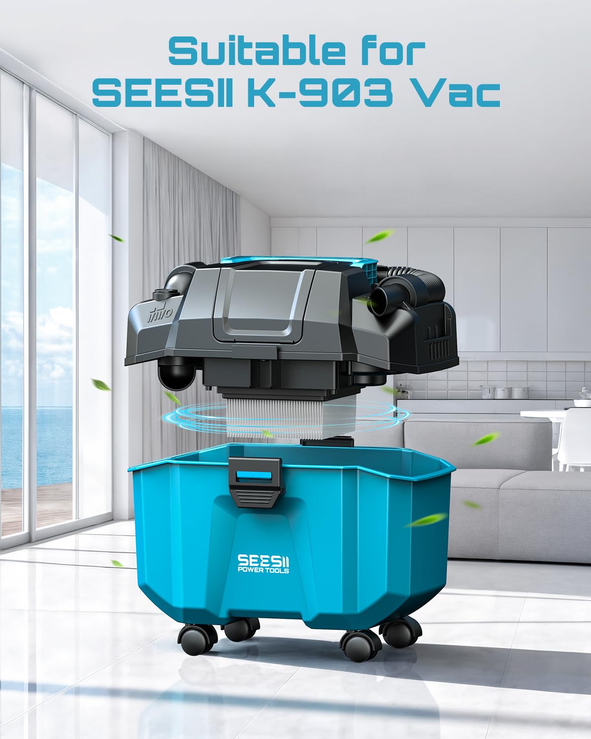 Filtre HEPA de remplacement pour aspirateur sans fil SEESII, filtre humide/sec compatible avec les aspirateurs humides/secs SEESII de 2,6 gallons modèle K-903