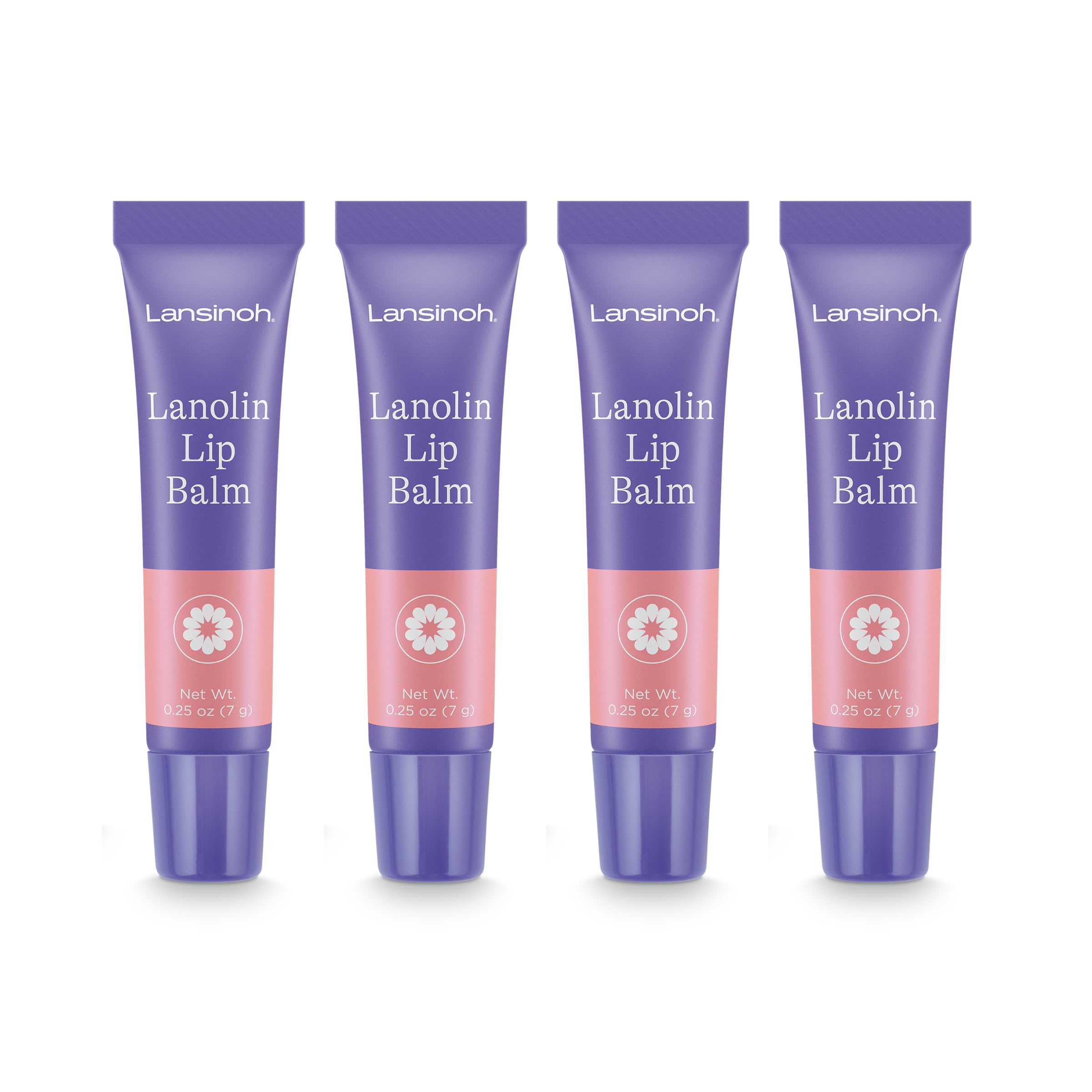 Lansinoh Lanolin Lip Balm, Moisturizing Lip Care, 4 Pack, 0.25 Ounces Each
