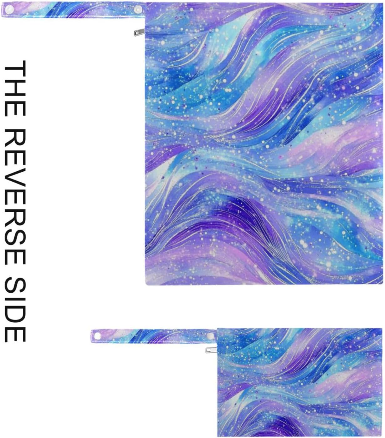 Purple Blue Galaxy Starry Waves reusable wet clothes bag 2 Pack diaper bag essential items with handles for beach, yoga
