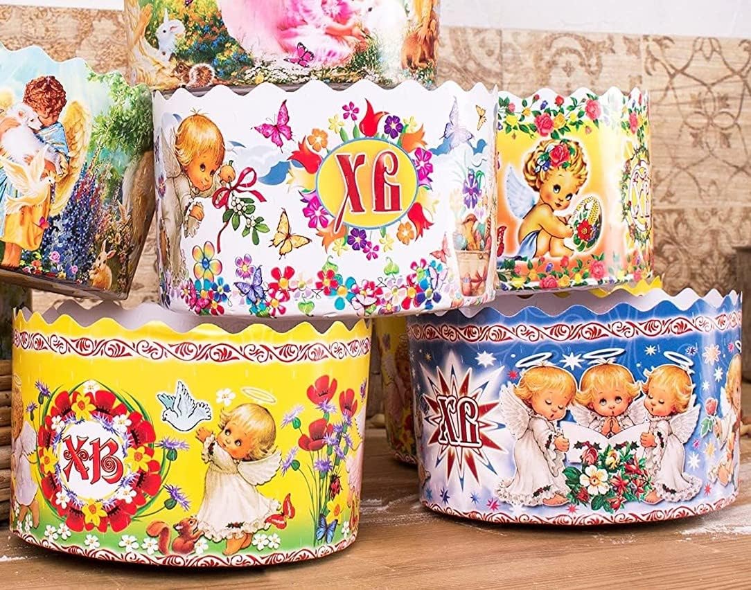 15 oz Easter Bread Paper Mold Paska Kulich |12 pcs| Easter Bread Forms - Large Panettone Paper Baking Mold Kulich Paper - W 5.1 x H 3.35-In