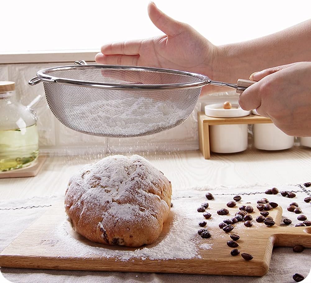 Sieve with Wooden Handle, Stainless Steel, 22cm in Diameter, Silver 22cm - Image 5