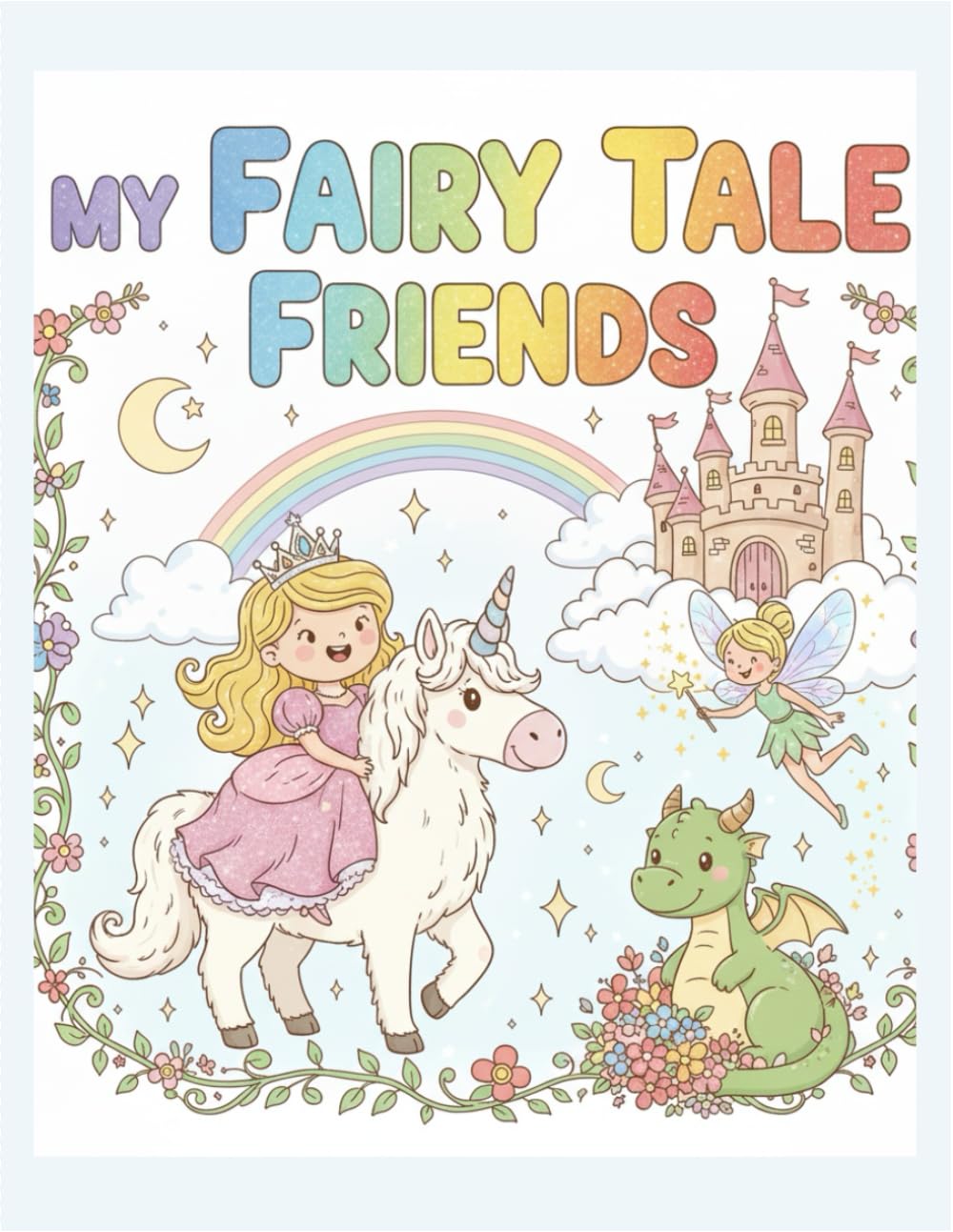 Fairy tale friends: kids colouring book
