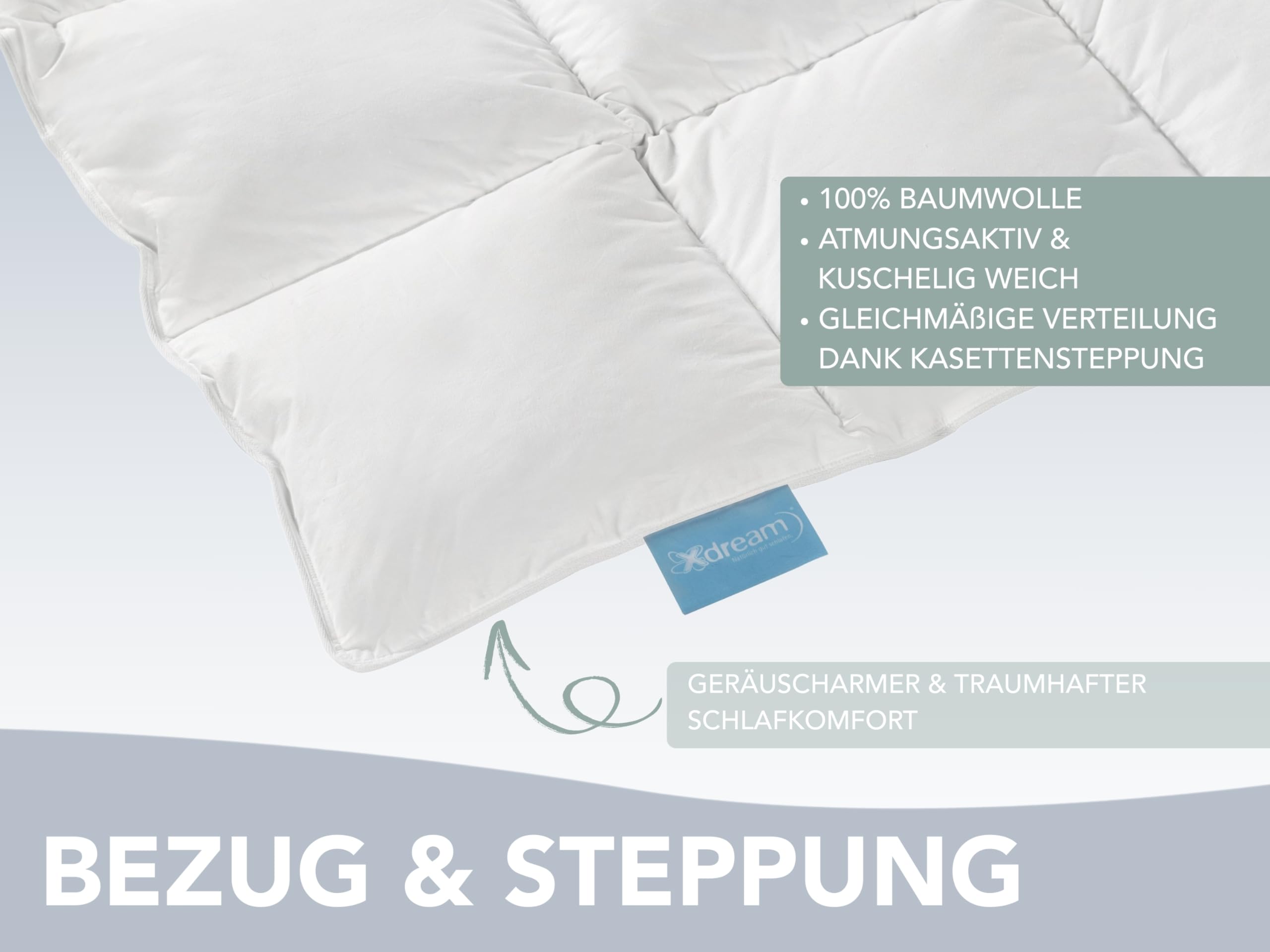 XDREAM Nature Daunendecke leicht | 90% Daunen / 10% Federn | Füllgewicht: 600g | Downpass und Öko-Tex Zertifiziert |220 x 240 cm
