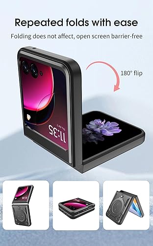 Miniatura 5 de MingWei Compatible con Motorola razr+  2023 , parachoques de goma de cuero vegano delgado, ligera, a prueba de golpes, cubierta protectora de