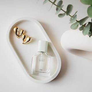 Sandmade® Bathroom Organizer Tray (Oval), Handmade Concrete Trinket tray, Makeup and Table Organizer (18.8×10.2×2cm) Whit... Price In India