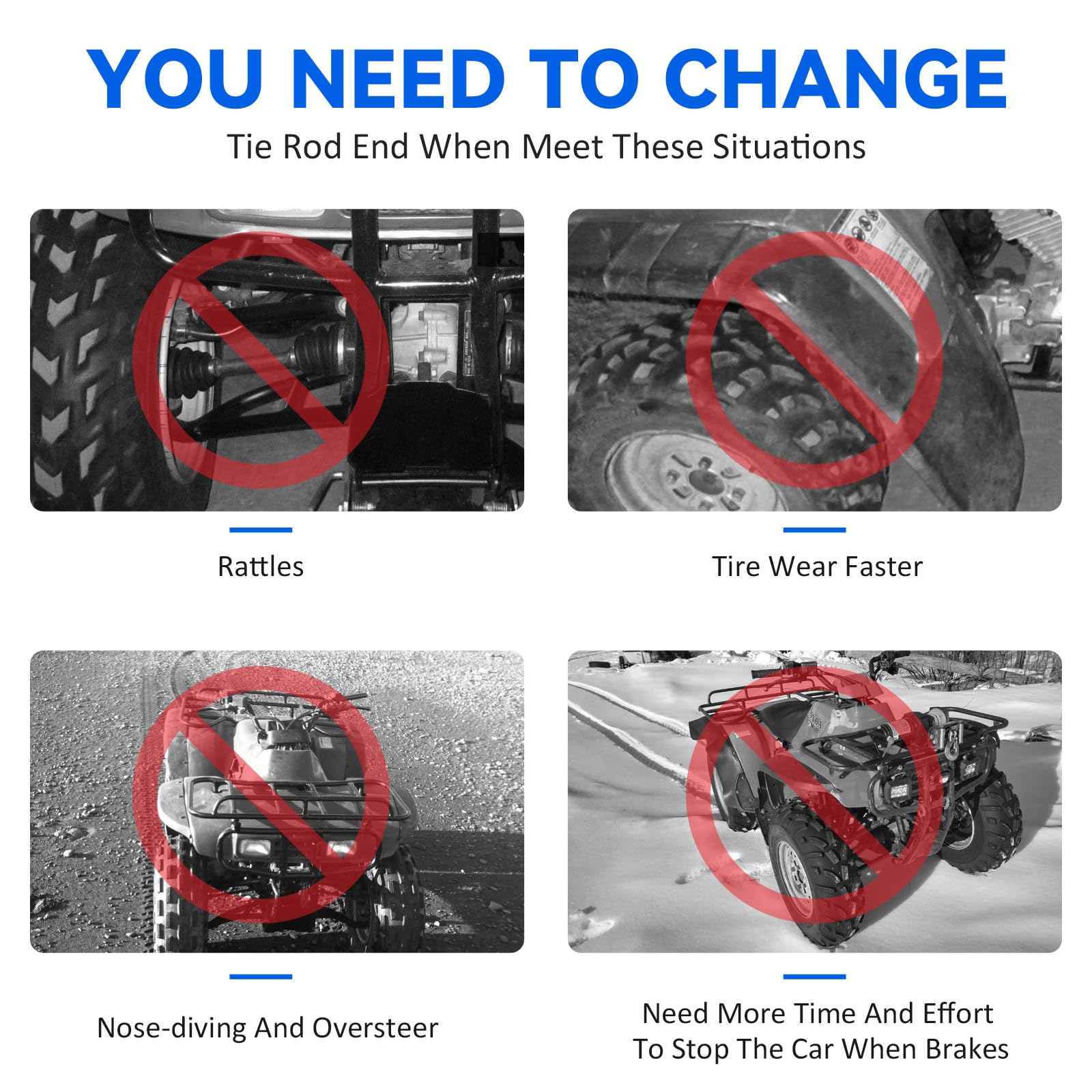 1987-2004 Yamaha Warrior 350 2004-2013 Raptor 350 Left Right Tie Rod E – Powersports Legion - Foto 8