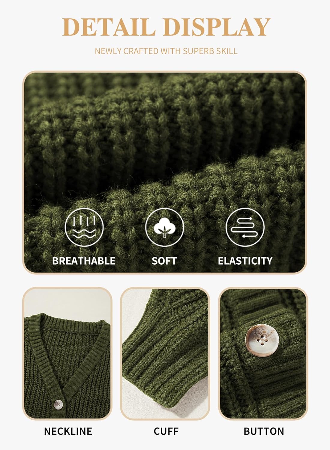 Eytino Womens Plus Size Cardigan Sweater Long Sleeve Button Down Chunky Knit Open Front Cardigans Outwear(1X-5X) - Image 5