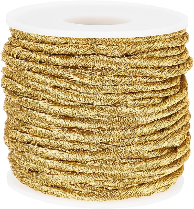 Amazon.com: BENECREAT 19.14 Yards Metallic Macrame Cord, 3mm Gold Twist ...