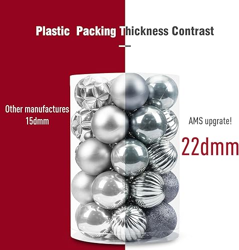 Miniatura 53 de AMS 2.36''/60mm 34ct Christmas Ball Large Ornaments Party Decorations Shatterproof Festival Pendant Hangings for Xmas Tree Decor (60mm, Purple)