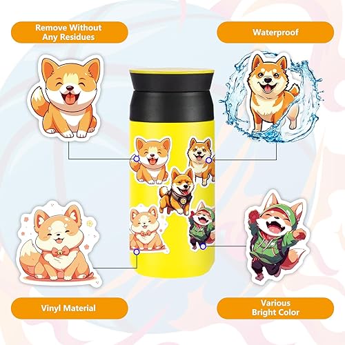 Miniatura 3 de 50 calcomanías de perro para niños, calcomanías de perro para botella de agua, calcomanías de vinilo impermeables de animales, laptop, teléfono,