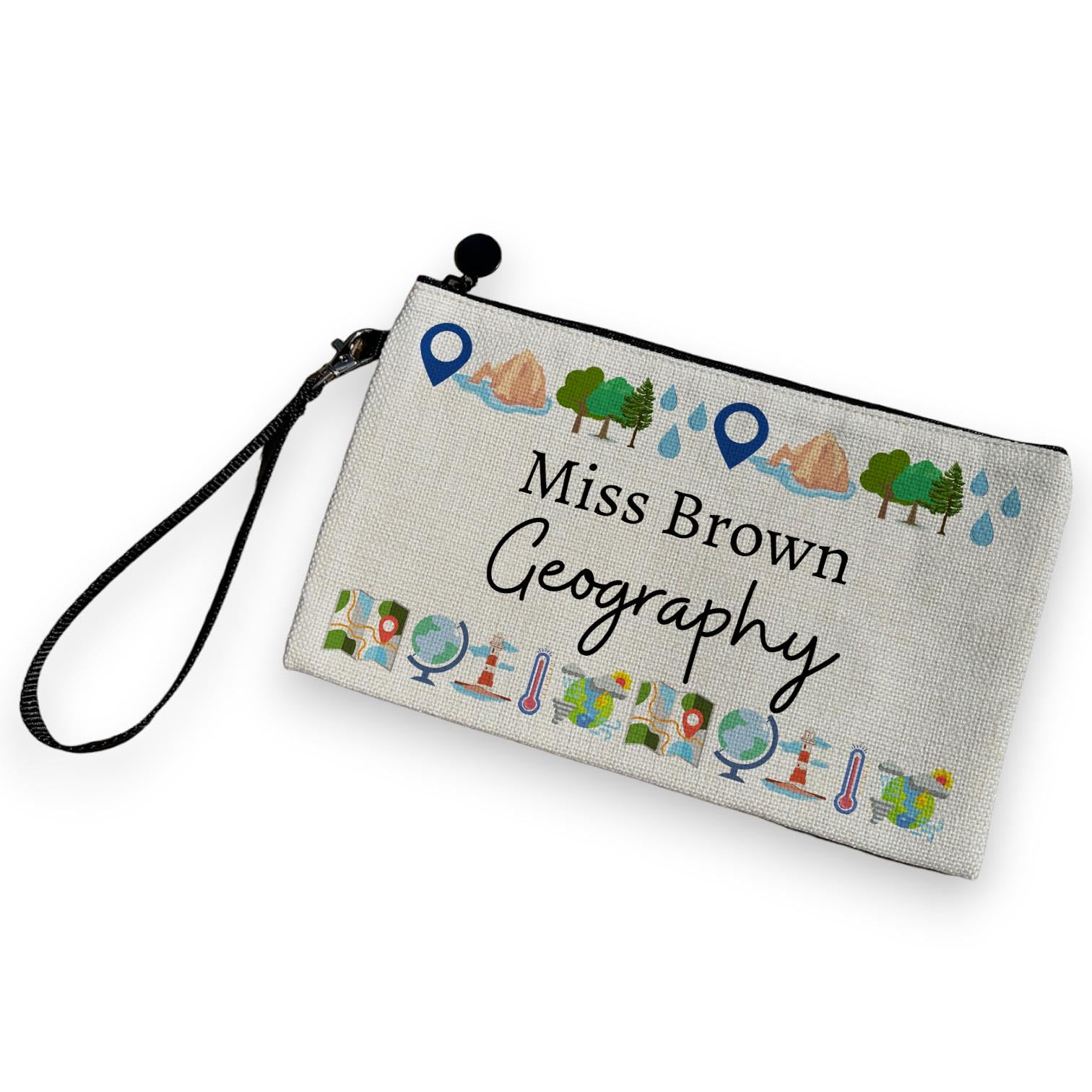 Personalised Geography Pencil Case, Gift For Kids, Back To School Supplies for Teacher, Thank You Gift for Teaching Lover Stationary