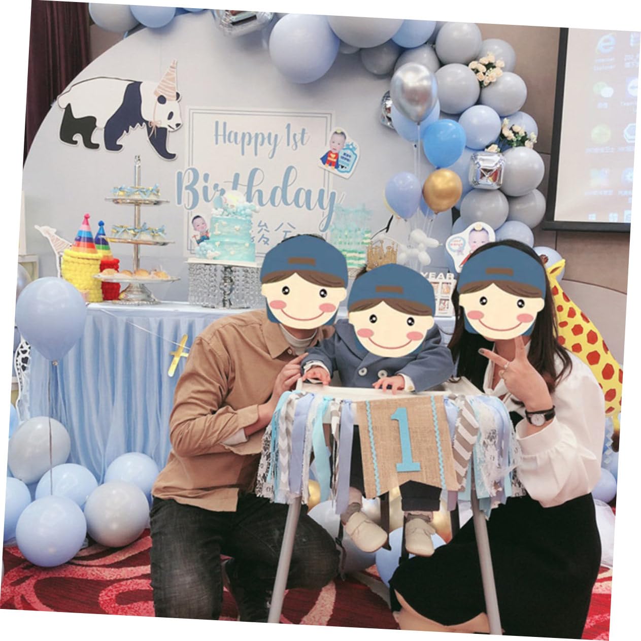 MAGICLULU 3 Pz Bandiera Di Tiro Della Bandiera Di Compleanno Di Tiro Di Compleanno Striscione Del Primo Seggiolone Per Bambini Topper Per Torte Striscione Appeso Arredamento Stoffa