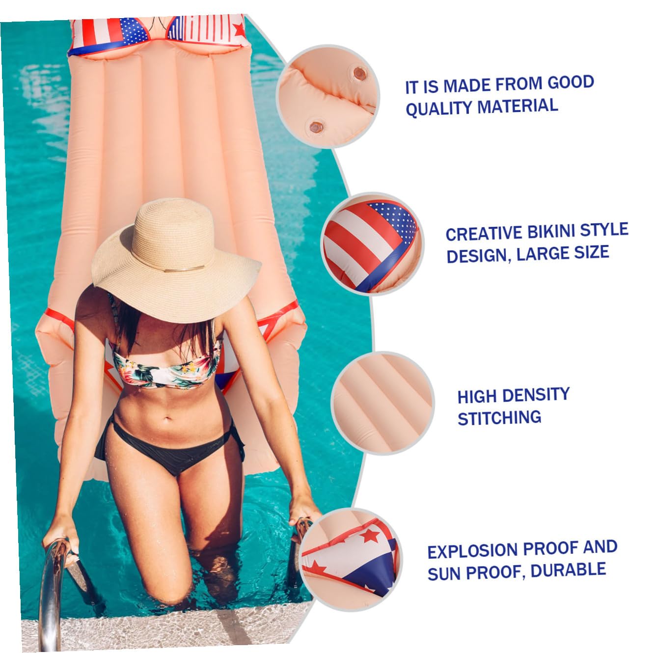 1 Pieza Colchón Inflable de Natación con Estilo Bikini Inflable para Piscina Colchoneta de Agua