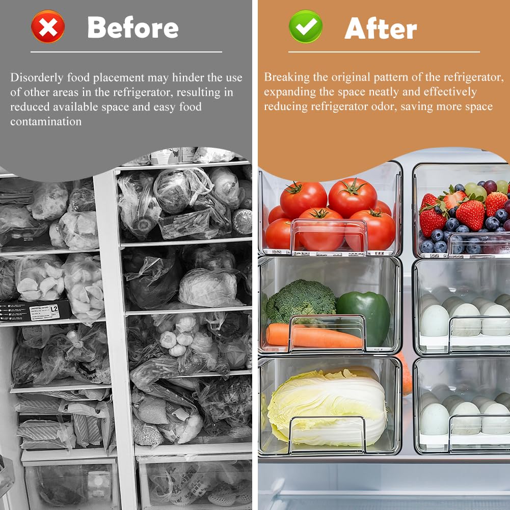 Organizer per frigorifero, cassetto [1 pezzo], estensibile e impilabile, per conservare alimenti, salsicce, contenitori trasparenti per cucina, frigorifero e armadietto