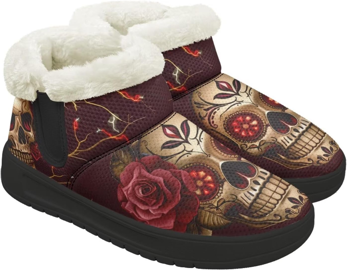 Women’s Winter Snow Boots Outdoor Wide Toe Warm Fur Lining Fashion Mid-Calf Boots Anti Skid Outsole Booties