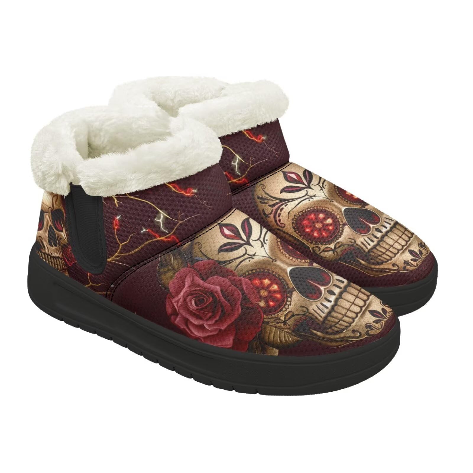 Women’s Winter Snow Boots Outdoor Wide Toe Warm Fur Lining Fashion Mid-Calf Boots Anti Skid Outsole Booties