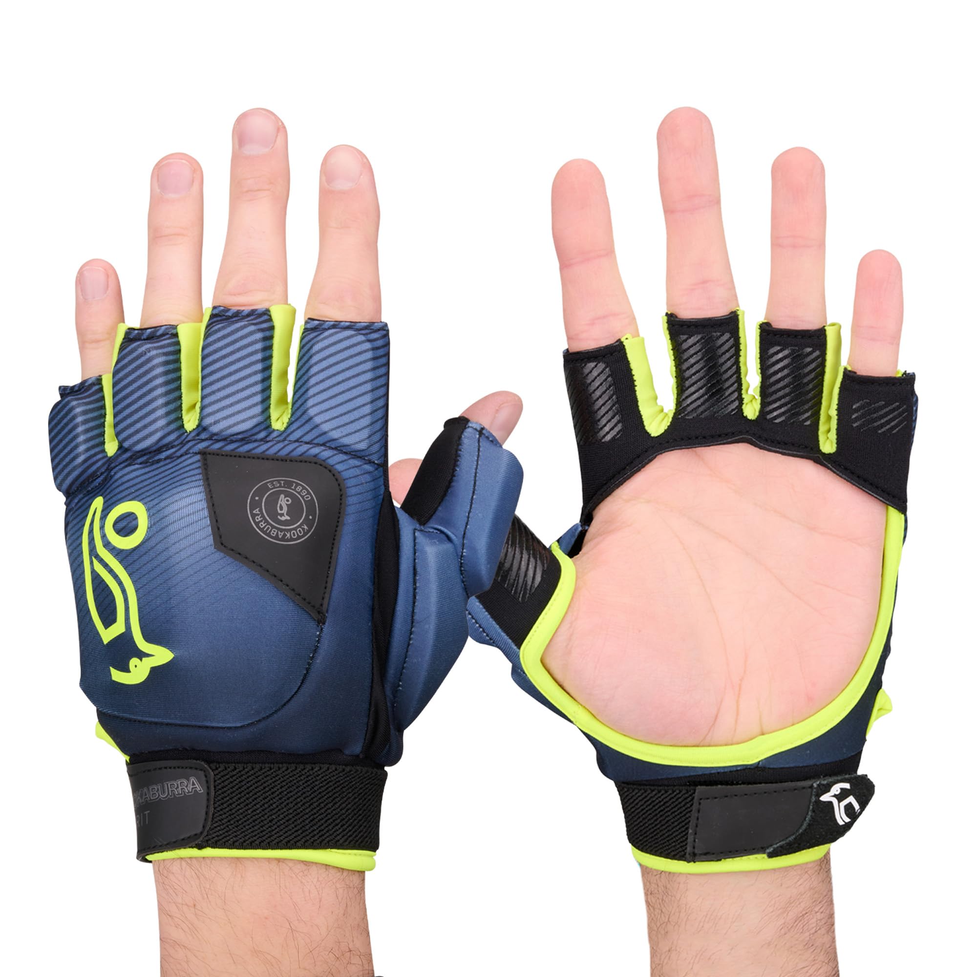 Kookaburra Spirit Hockey-Handschuh, Größe XS, Linke Hand, TPU-Schale, offener Handflächengriff, Daumenschutz, grau/gelb Sport & Freizeit