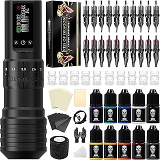 Quintin Tattoo Gun Kit Wireless Tattoo Machine, Rotary Adjustable Stroke Tattoo Pen Kit, Cordless Pen-type Tattoo Machine ...