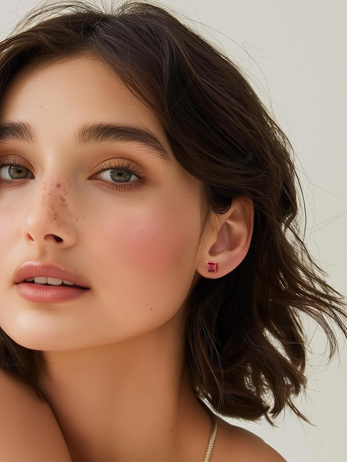 Silvora Birthstone Stud Earrings For Women Sterling Silver Earrings For Women Heart/Round/Princess Cut Shape Birthstone Earrings Gifts For Mother