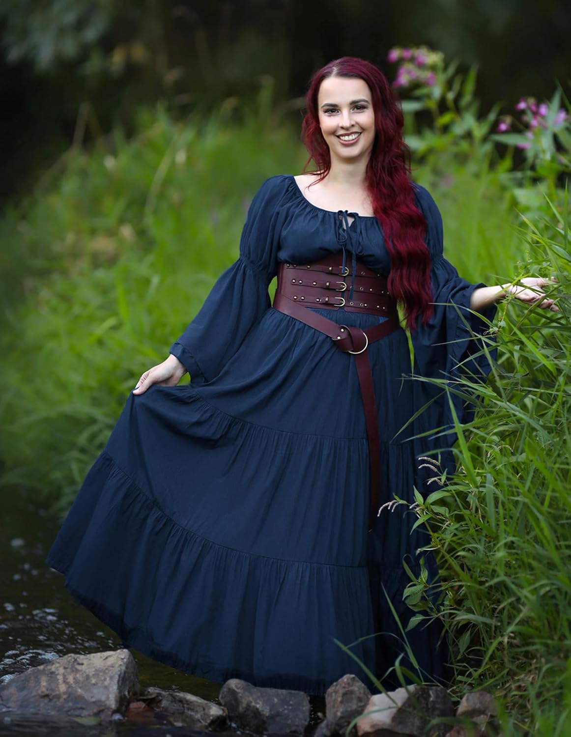 Scarlet Darkness Renaissance Dress Women Long Sleeve Off The Shoulder Dress Flowy Maxi Dresses - Image 8