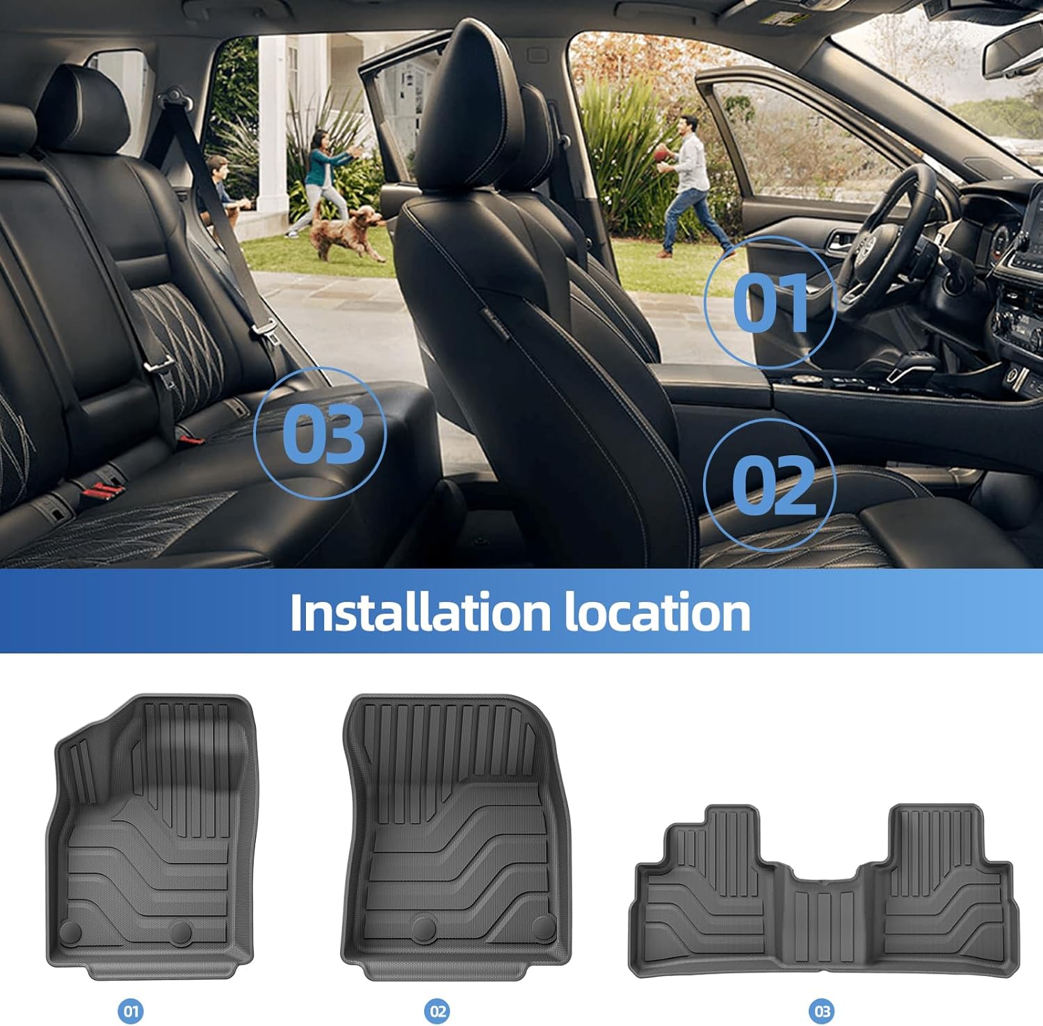 SMABEE Floor Mats & Backrest Mats & Cargo Liner for 2021-2026 Nissan Rogue S/SV/SL/Platinum (Not fit Sport) Accessories TPE All Weather Floor Liners Rear Backrest Cushions Truk Mat Interior