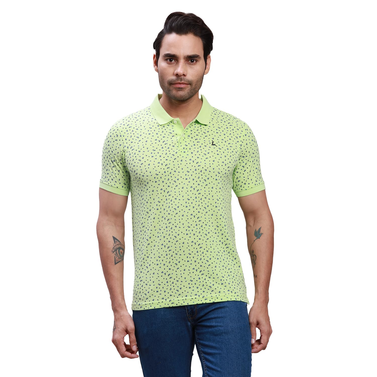 parx Men's Pure Cotton Print Pattern Regular Fit Rib Collar Polo Neck Half Sleeve Casual T-Shirt-picture-31