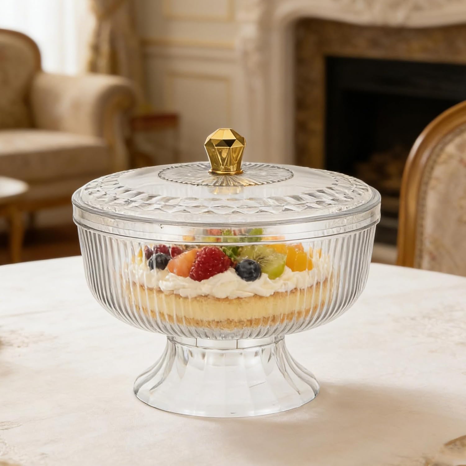 Trifle Serving Dish: Ice Cream Goblet Cups - Fruits Holder For Dining Table - Kitchen Organization for Countertop Centerpiece Stand