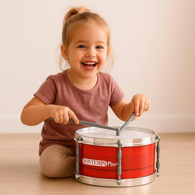 Foto 3 de 7 de ColorBaby Bontempi Tambor Infantil 31 cm con Baquetas y Bandolera, Doble Membrana para Sonido Realista