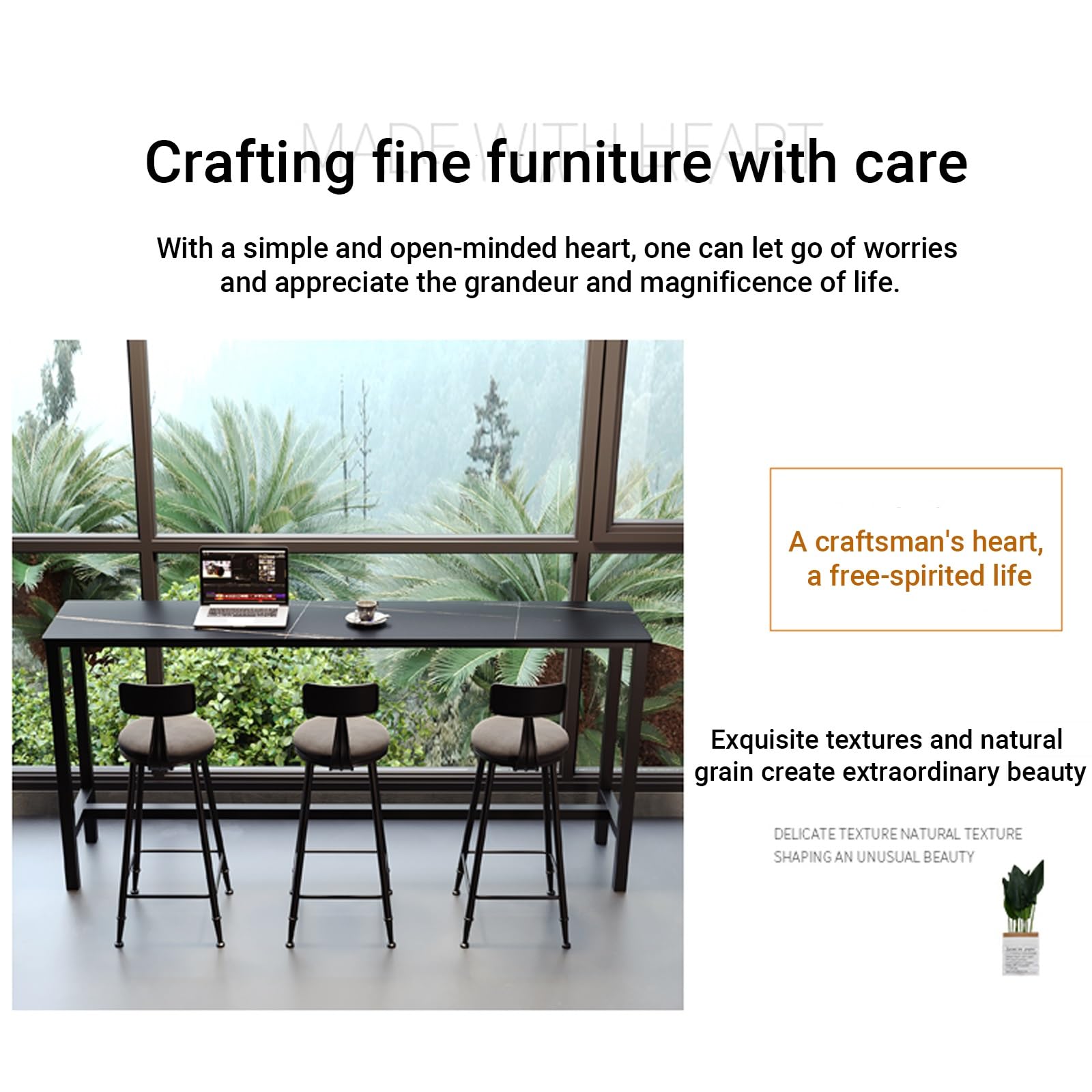 Table étroite industrielle en ardoise de 99,8 cm de haut pour cuisine, café, restaurant, balcon – Pas besoin de tabourets, finition blanche élégante