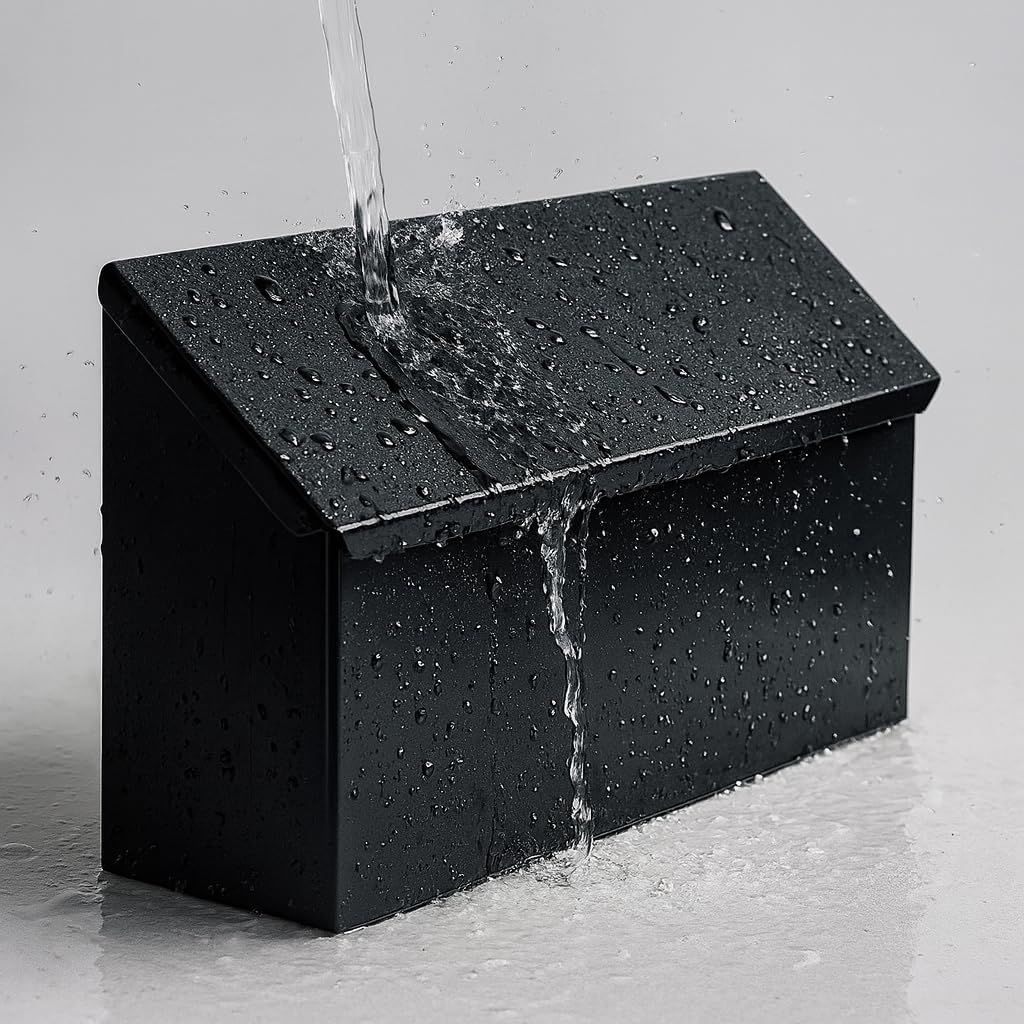 NACH Black Long Wall Mount Mailbox, Rust Resistant Metal Mailbox, Mailboxes for Outside Wall Mount, Outdoor Mailboxes, 15x3.5x7.5 inch, MB-6999BLK