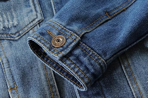 Mallimoda Kids Boys Girls Hooded Denim Jacket Zipper Coat Outerwear Style 9 Denim 9-10 Years - Thumbnail 5