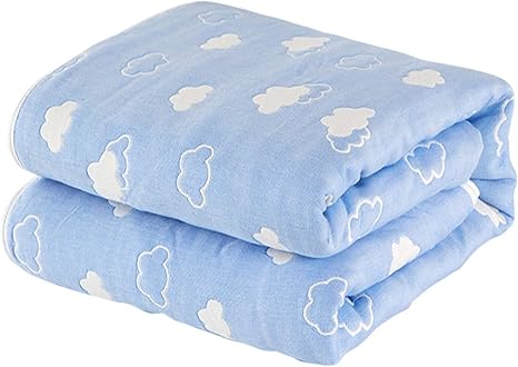 Amazon 毛布 ブランケット 雲柄 タオルケット 可愛い 綿100 ダブル 四季適用 薄い アウトドア キャンプ用 ベットルーム 冷房対策 吸湿発熱 もふもふ 防寒 保温 防臭 床暖房対応 子供部屋 ブルー ブランケット 毛布 オンライン通販