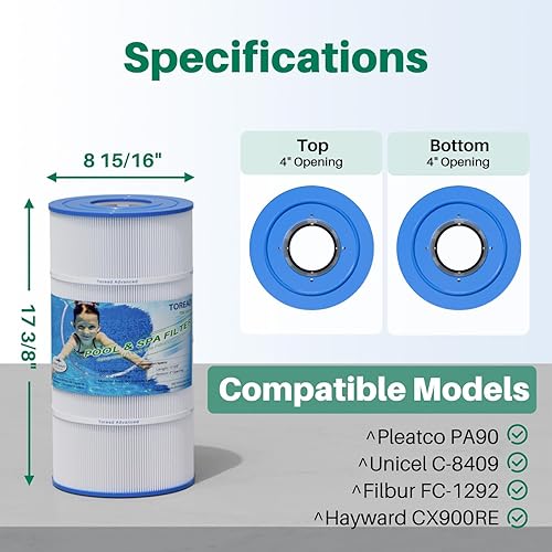 Miniatura 2 de TOREAD Repuesto para filtro de piscina Pleatco PA90, CX900RE, C900, Unicel C-8409, Filbur FC-1292, Posi-Clear Sta-Rite PXC95, Clearwater II ProClean