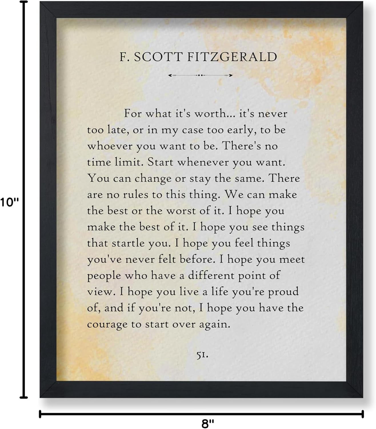 Poster Master For What Its Worth Poster - F. Scott Fitzgerald Print - Book Page Art - Literary Art - Gift for Men & Women - Minimal Decor for Bedroom, Living Room, or Library - 8x10 UNFRAMED Wall Art
