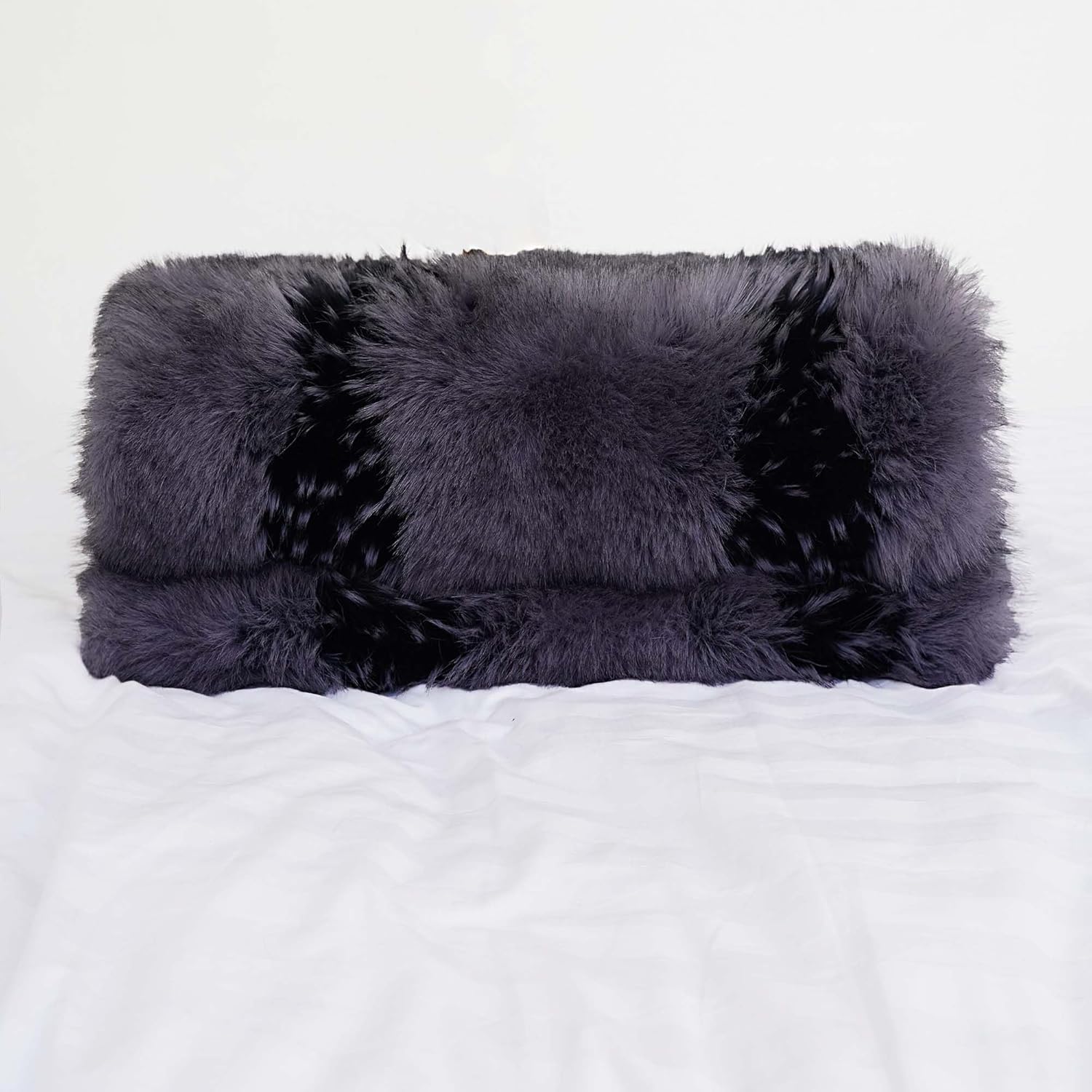 Fox Faux Fur Luxury Throw Blanket - Super Warm, Elegant & Cozy - 74"x90" Grey Washable Plush Blanket for Couch, Armchair & Bed - Image 6