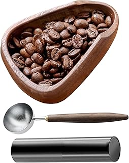 Kaffee Dosierbecher mit Holztablett - Brauwerkzeug Set | Inklusive Löffel und Sprühflasche für die Zubereitung von , Anfänger, Lehrer