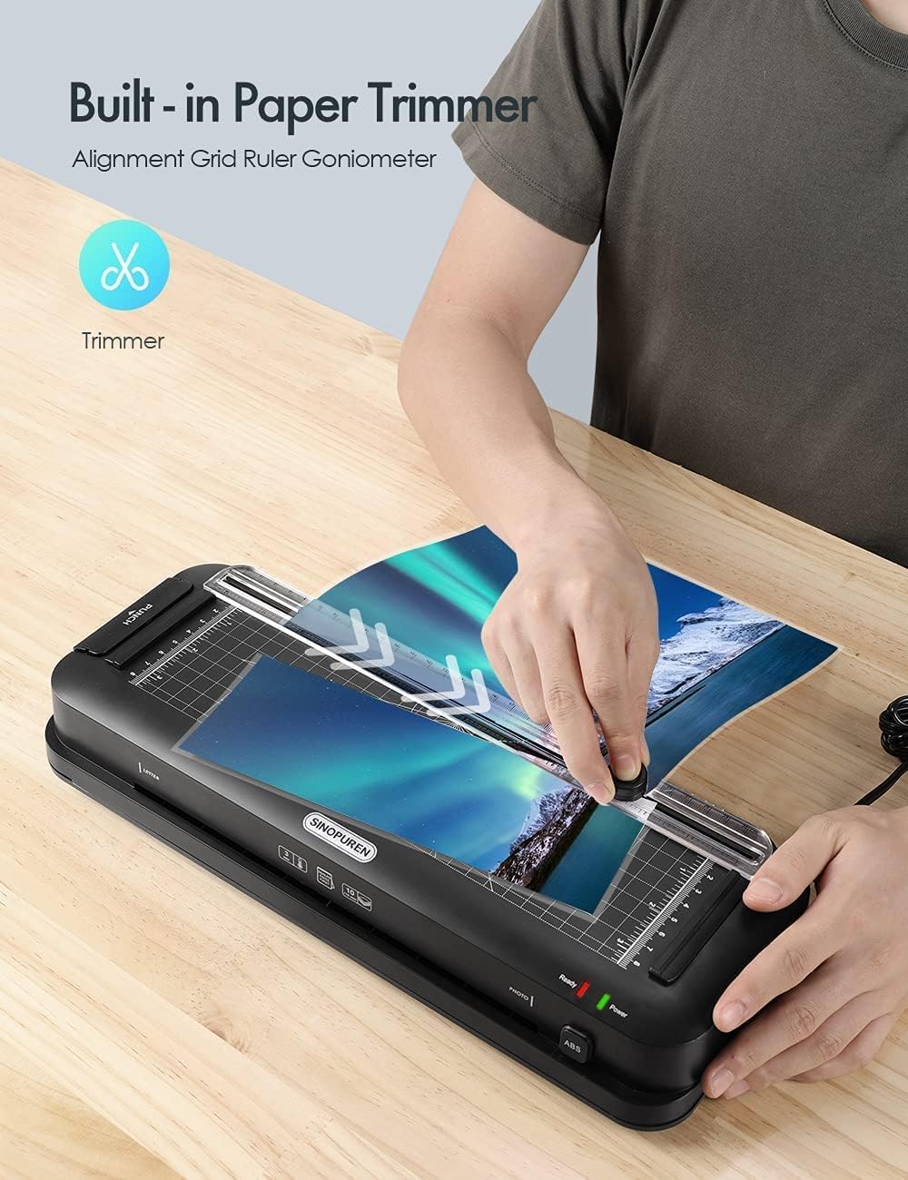 Thermal Laminator Machine and Laminating Pouches Bundle, 9-inch Wide Lamination Built-in Paper Trimmer Punch, with Laminating Sheets, 3mil 200pack, Letter Size