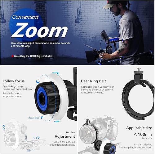 Miniatura 5 de Neewer - Sistema de grabación de video para cámaras Canon Nikon Sony y otras cámaras DSLR Negro + azul, Negro + rojo