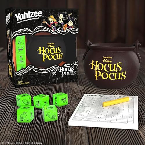 Miniatura 7 de USAOPOLY YAHTZEE Disney Hocus Pocus  Taza de dados de caldero coleccionable de bruja  Juego familiar clásico basado en película, ideal para la