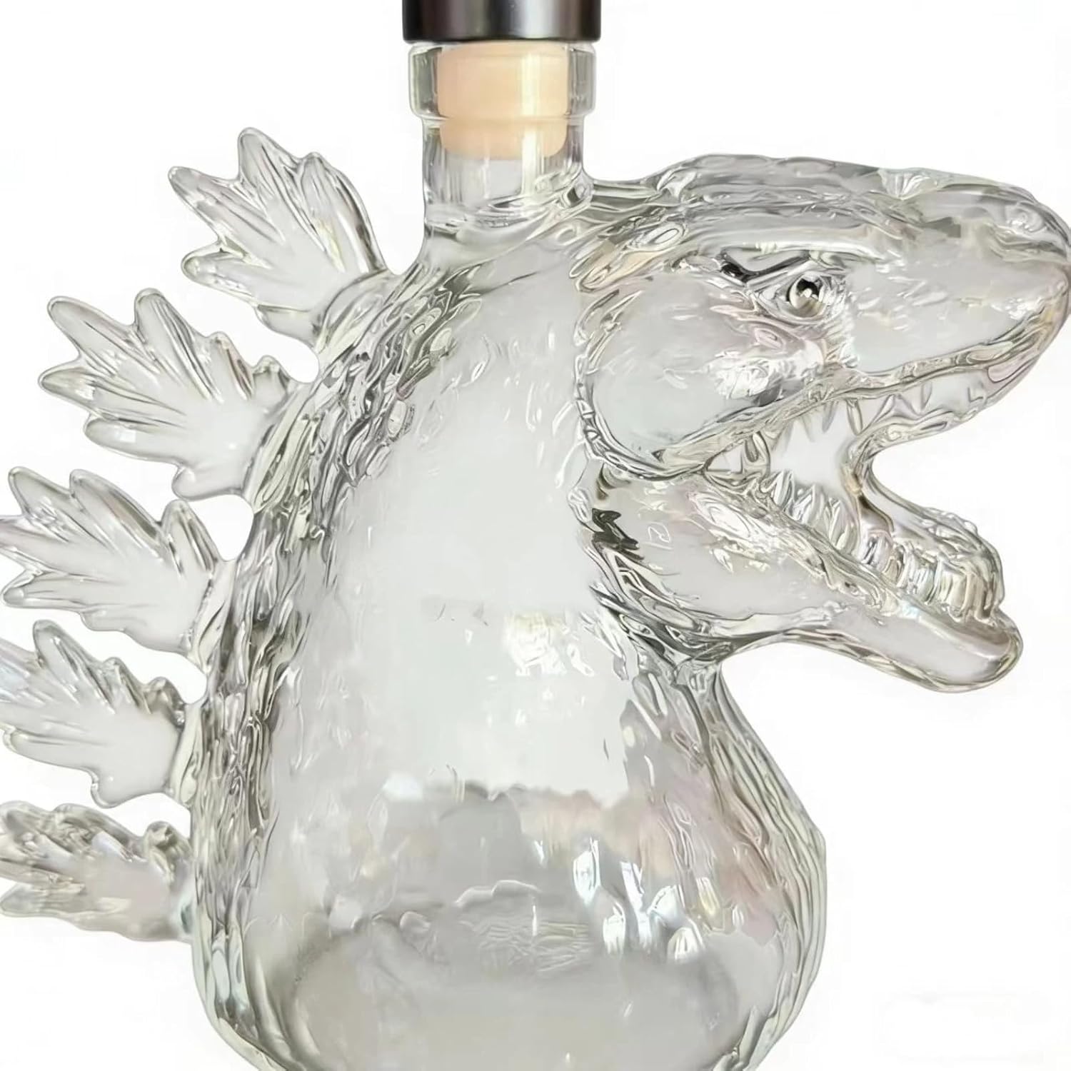 Whiskey awakener, Tyrannosaurus rex glass bottle, dinosaur shaped bottle