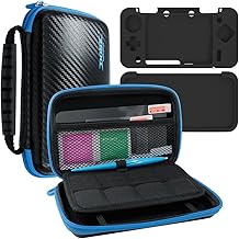 4 in 1 Protective Kit Compatible New 2DS XL, AFUNTA Zipper Carrying Case, Silicone Cover, Stylus & 2 PET Films Screen Prot...