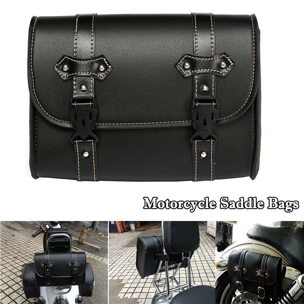 Baceyong Moto Tool, torba na siodełko ze skóry PU, torba do przechowywania bagażu, czarna, odporna na warunki atmosferyczne, z 2 paskami mocującymi