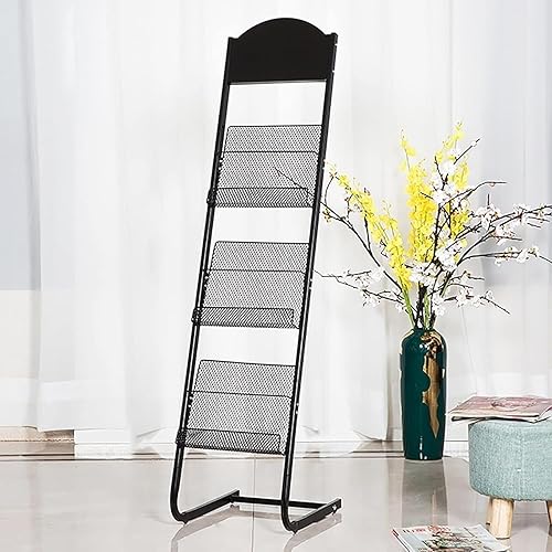 Revistero Revistero de 3 niveles, estante de exhibición de folletos de metal, organizador de estante de literatura para piso de sala de