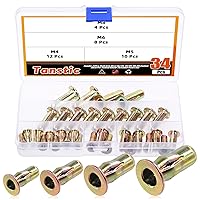 Vista 1 de Tanstic Kit de 34 tuercas remachadoras de agarre múltiple con estuche de almacenamiento, M4 M5 M6 M8 tuerca remachadora de acero al carbono chapada