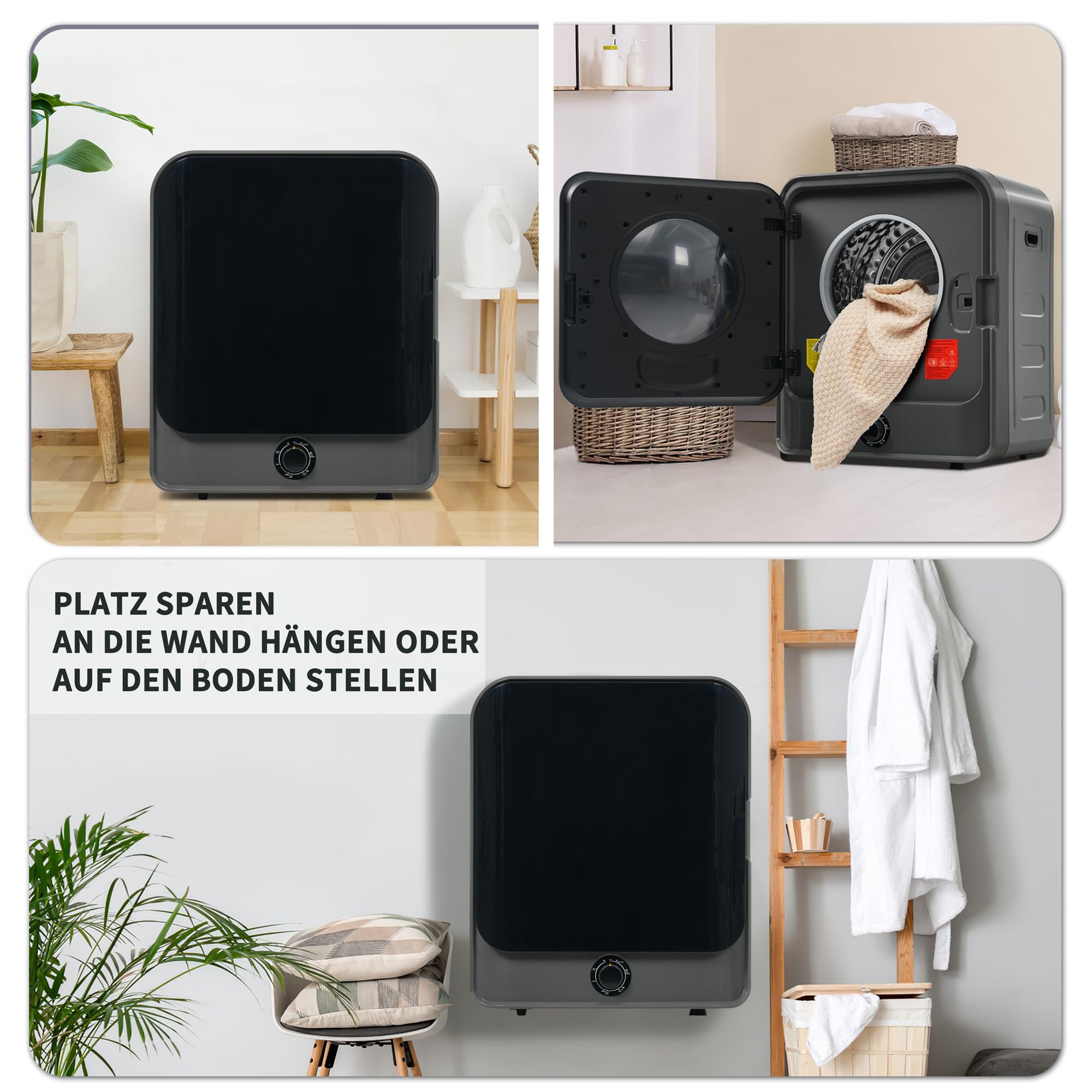 Merax Sèche-linge 3-4,5 kg 830 W acier inoxydable 5 programmes gaz d'échappement