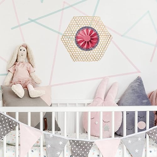 Miniatura 4 de BESPORTBLE 10 piezas de decoración de pared de mimbre 3D, panel hexagonal de mimbre, decoración de pared, arte geométrico, escultura de pared, arte