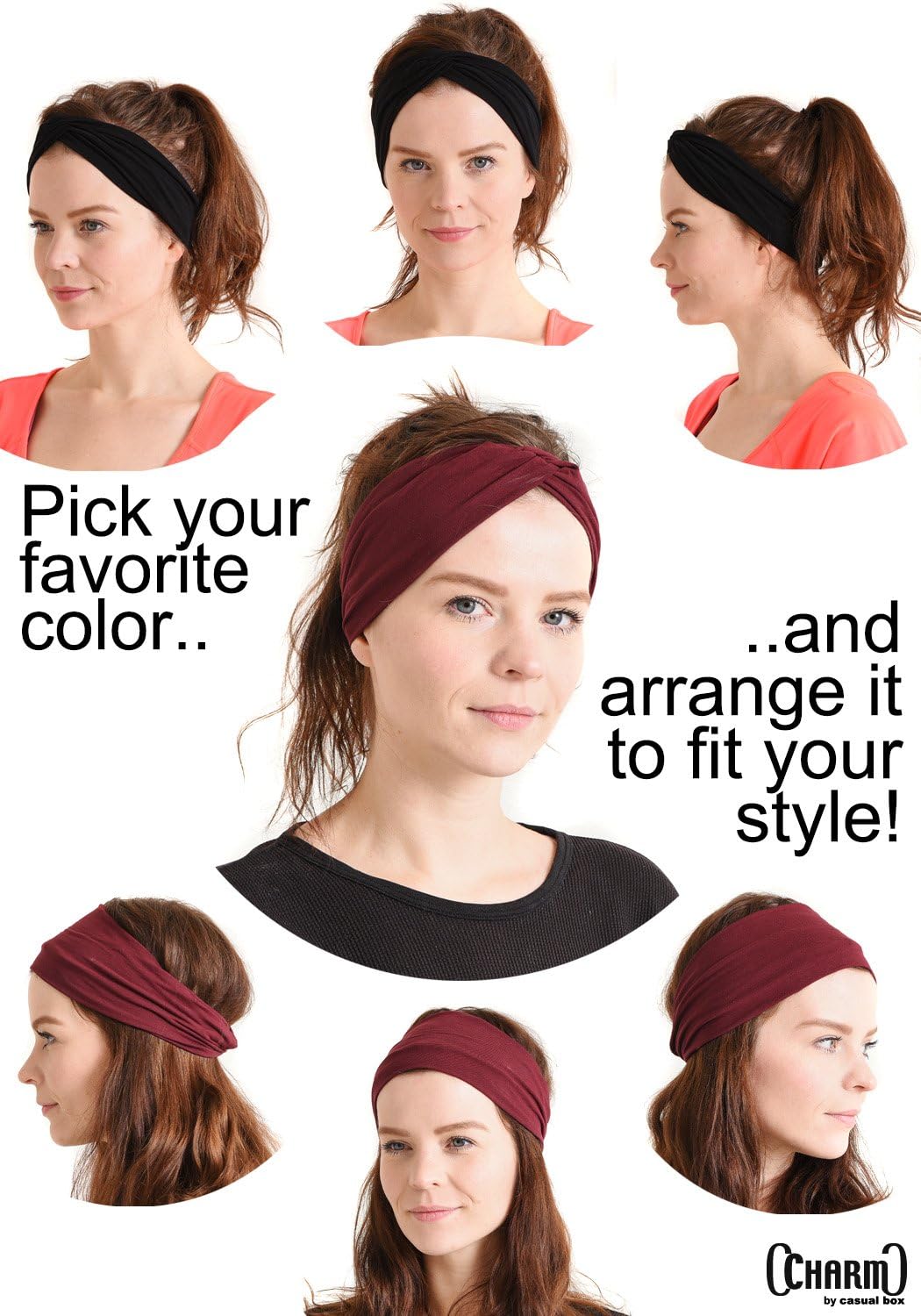 Multiuse Headband Hair Wrap for Women & Men, Casual Headwear & Wide Gym Wrap Headband Charcoal Grey - Image 3
